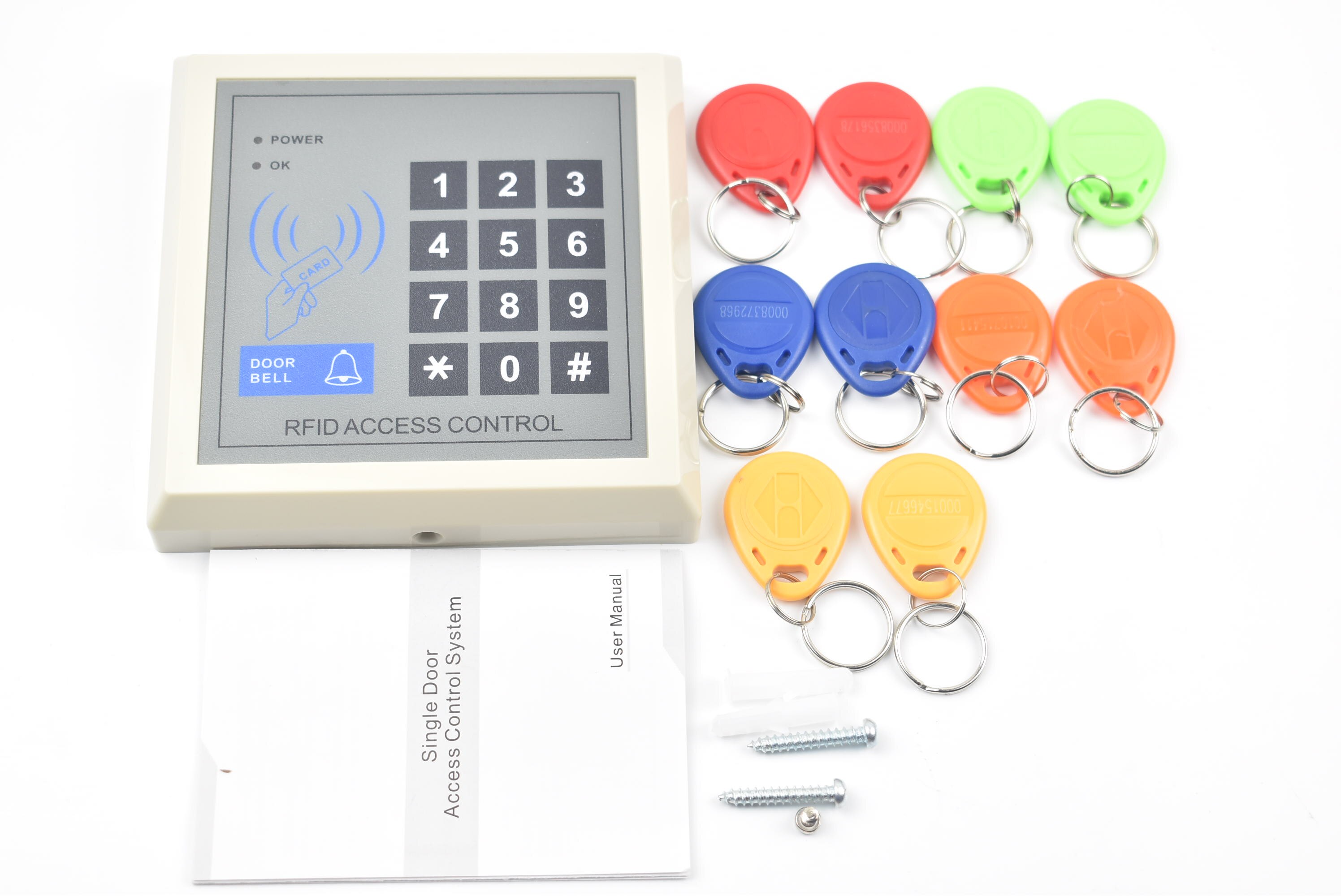 Sistema de Control de Acceso RFID, dispositivo de seguridad, 125Khz, RFID, cerradura de puerta de entrada de proximidad, 1000, lector de tarjetas de usuario, sistema de bloqueo de puerta: x1 and 10 Keys