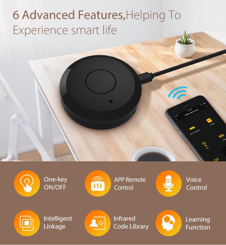 Tuya Wifi Smart IR Remote Controller Universal Infrared Home Control Adapter APP/Voice Control Work with Google Assistant Alexa