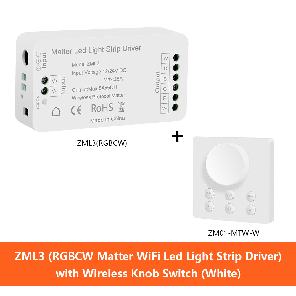 Zemismart Matter WiFi LED bande lumineuse pilote avec bouton sans fil interrupteur prise en charge Homekit Smartthings Alexa Google Home App contrôle: Cyan