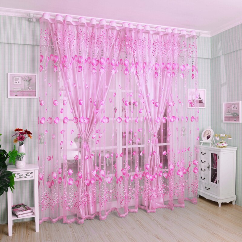 1pc moderne tulpvormige raamschermen voor woonkamer, slaapkamer, deur, keuken, gordijn, decoratiebenodigdheden voor thuis: Roze