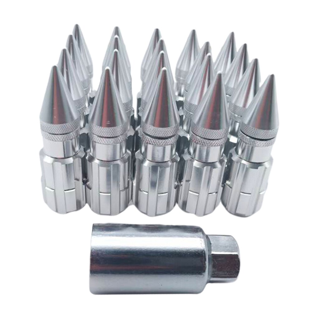 M12X1.5 JDM Cone Cap Wheel Lug Nuts + Key 24mmx79m... Grandado