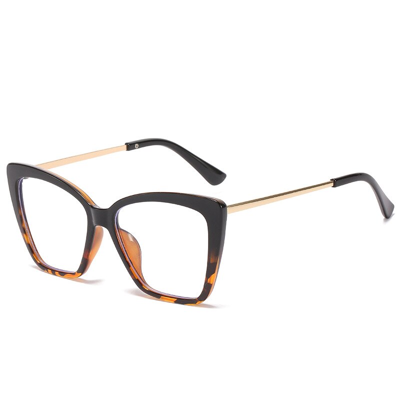 NYWOOH Anti Blue Light Computer Glasses Frames Women Transparent Cat Eye Eyeglasses Ladies Oversized Optical Frame: BLACK LEOPARD