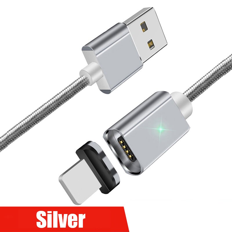 S Magnetische Kabel Micro Usb Type C Voor Micro Usd Kabel 1M 3A Snel Opladen Draad Type-C magneet Charger Datum Telefoon Kabel: silver / for iphone