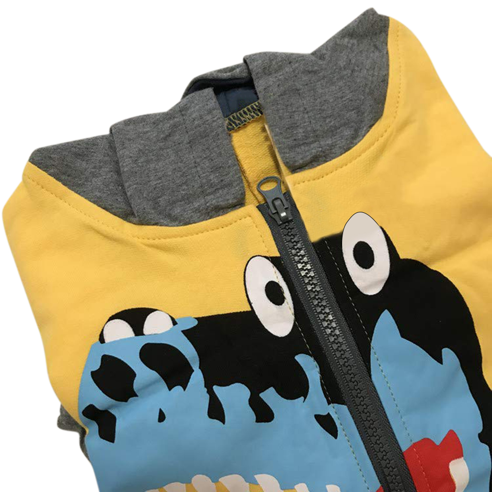 Stijlvolle Kinderen Jongens Jassen Peuter Hooded Rits Cartoon Krokodil Gedrukt Herfst Winter Lange Mouwen Jas Uitloper