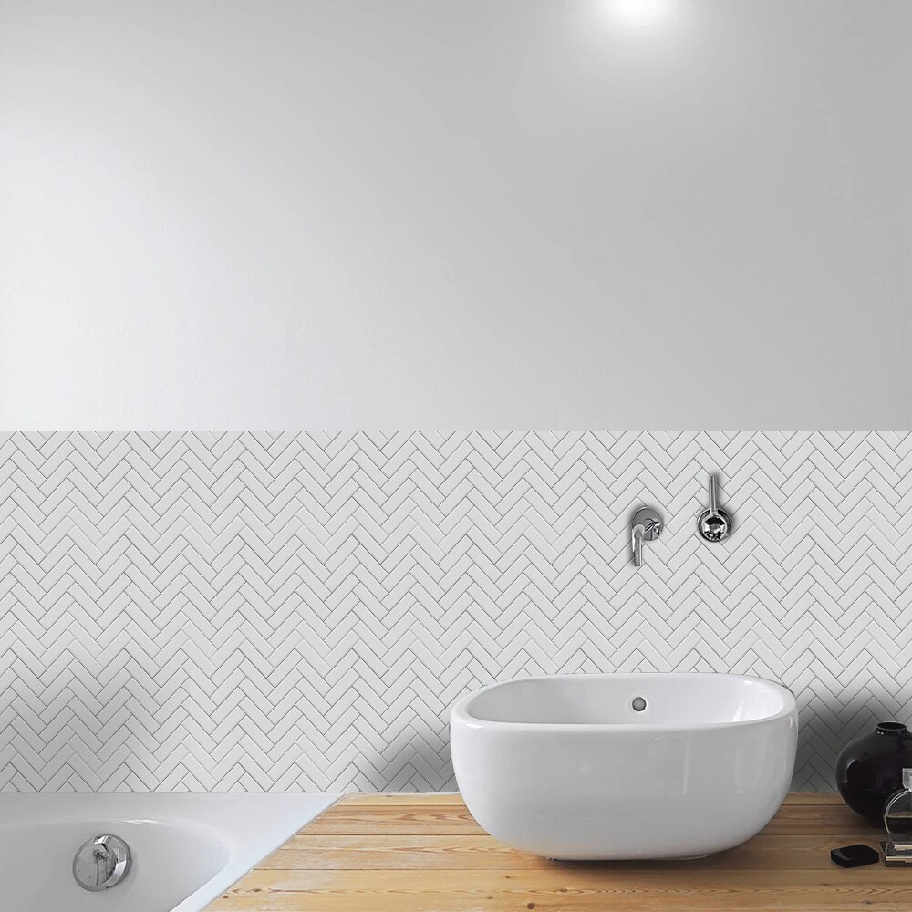 Funlife® vita fiskbens kakel kakel klistermärke tapet oljesäker badrum skal & stick avtagbar dekorativ kök backsplash: 15 x 15 cmx 10 st