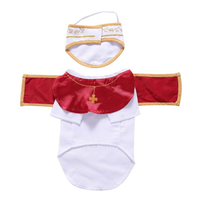 Pet Christmas Costume Grand Pope Style Dog Puppy Outfit Hat Cosplay Party Decor Y1AB