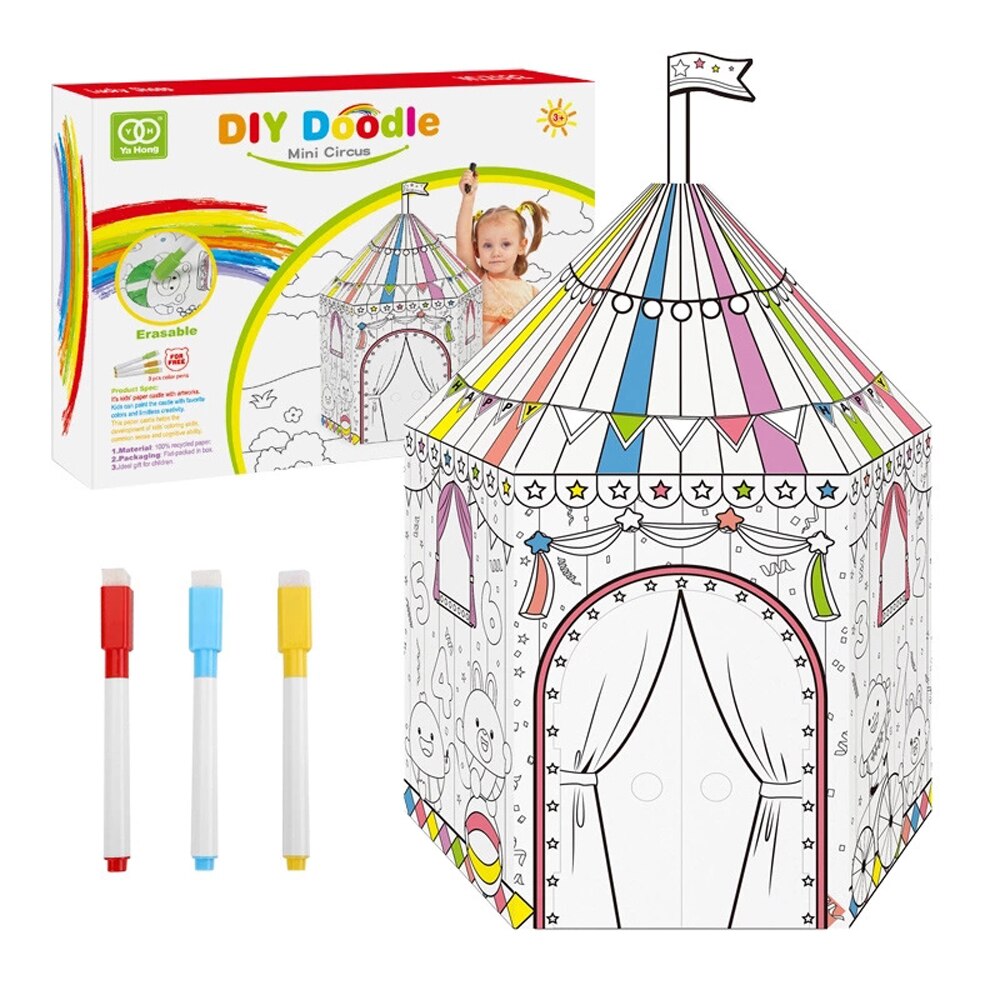 Casa de montaje de Graffiti pintada a mano DIY para niños, papel de Origami en 3D, juguetes para casa, juguetes interactivos educativos para bebés, juguetes de: House