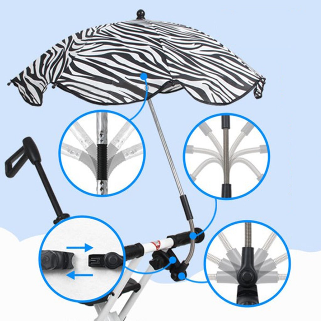 Foldable Summer Outdoor Beach Sunshade Umbrella Sun Protection Parasol Shelter All-weather with Universal Clamp Travel Anti-UV