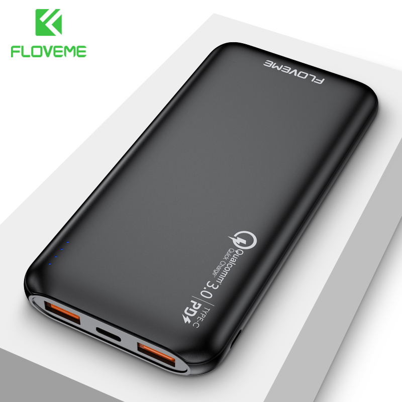 Floveme schlank Energie Bank 10000mah Dual USB Energie Für Redmi Hinweis 8 Profi 10000 mAh Poverbank Tragbare Ladegerät Externe batterie: Default Title