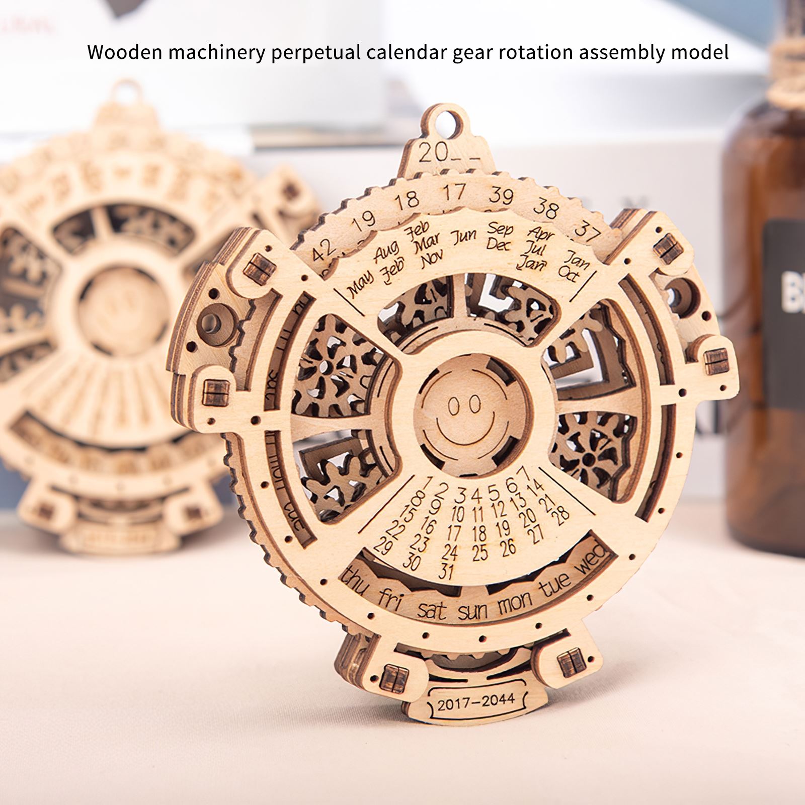 Wood Machinery Perpetual Calendar Gear Turning Assembly Model Creativity Simple Desktop Ornaments Assembled Educational Toys