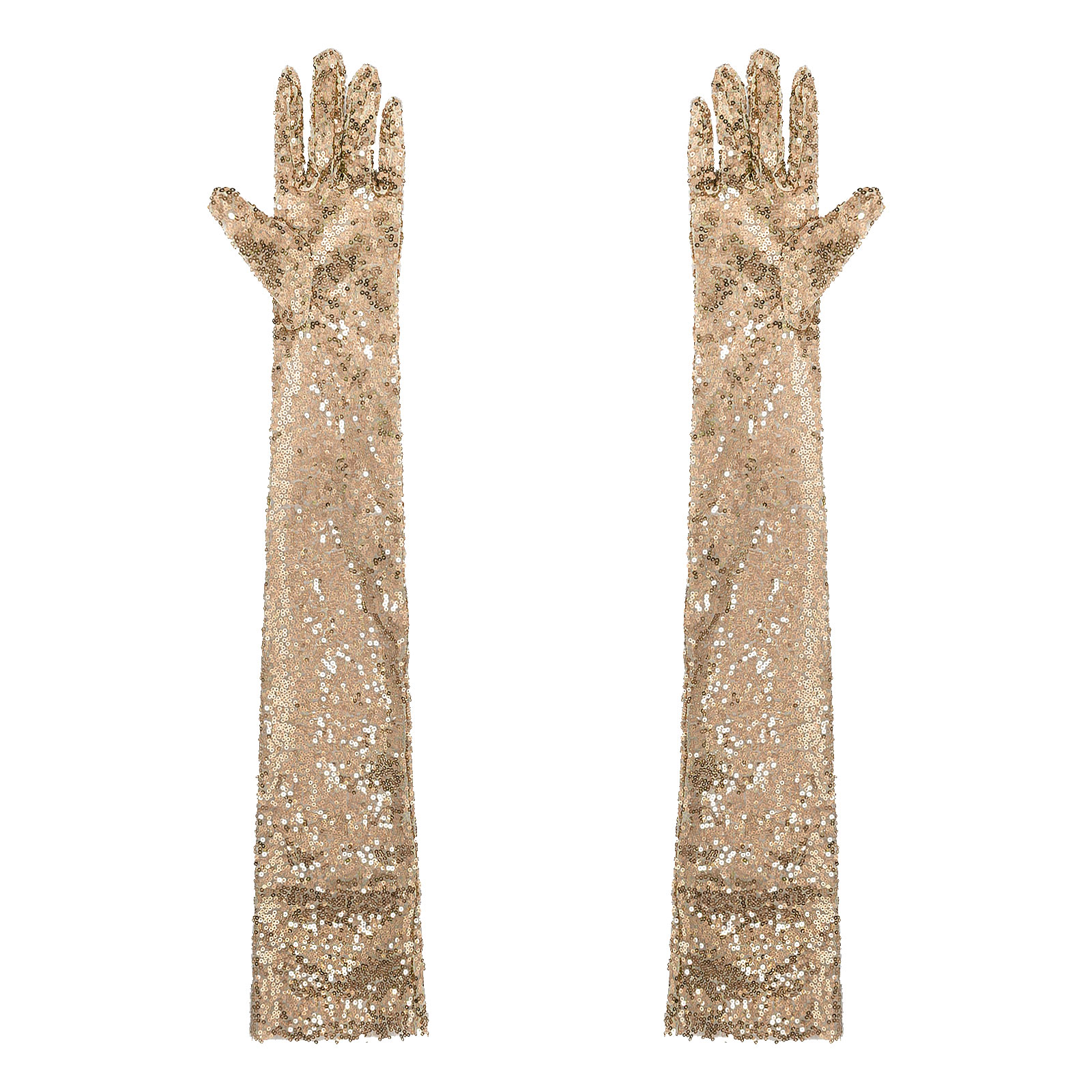 Damen 1920er Jahre lange Handschuhe Oper Finger Ellenbogen Länge lange Handschuhe glänzende Pailletten Mesh lange Handschuhe Rave Fäustlinge Ellenbogen Länge Vintage: YELLOW