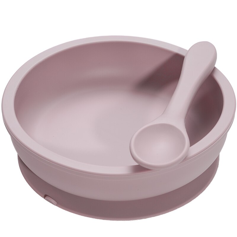 Bpa-vrij effen baby siliconen serviesset peuterveiligheidszuiger silicagel kom bord en lepel kinderkeukengereedschap: 002- pittige seringen