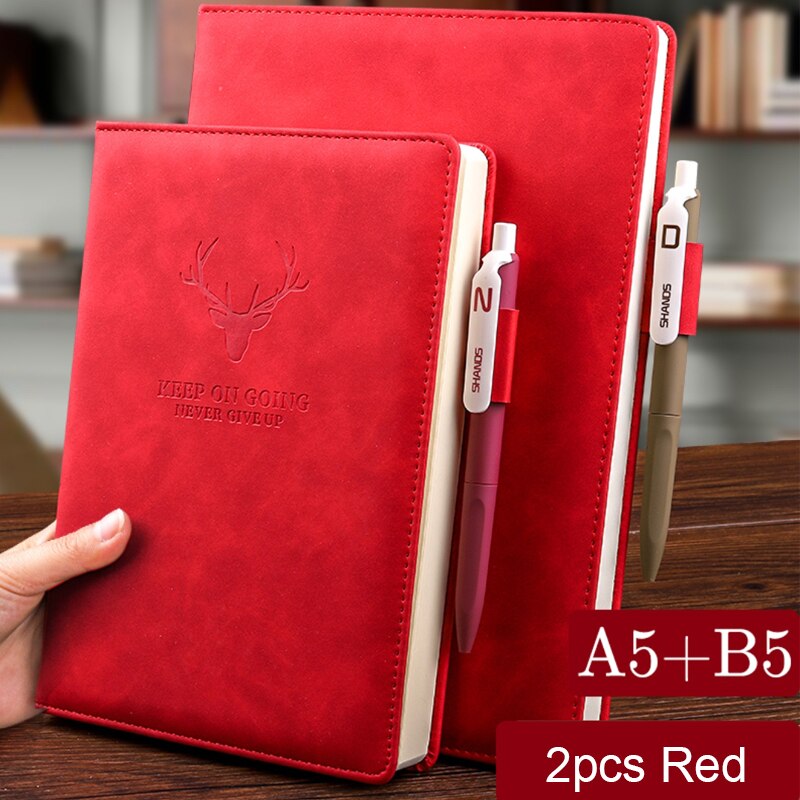 360 Pages Thick A5 B5 Journal Notebook Daily Business Office Work Notebook Simple Thick College Office Diary School Supplies: A5 B5 Red