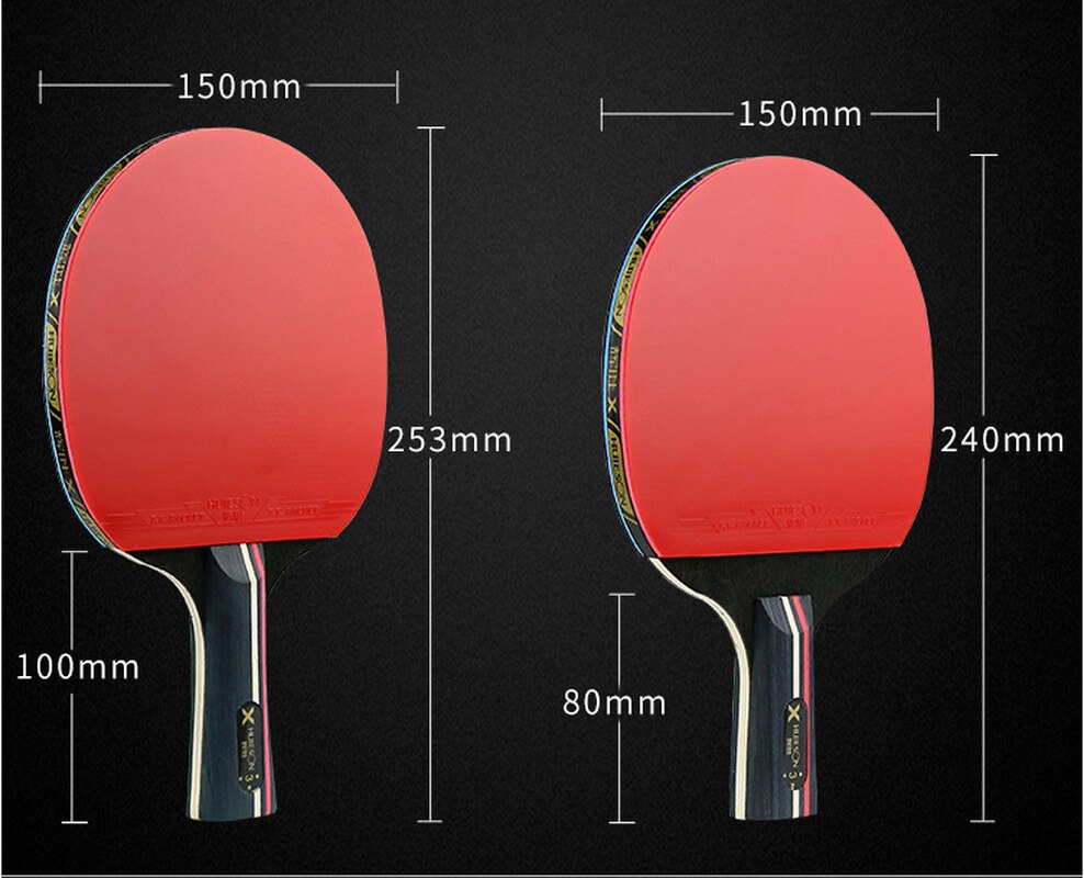 Table Tennis Racket Horizontal Shot Pure Wood Table Tennis Racket Set Straight Ping Pong Racket Ping Pong Bat Assembled Pimples
