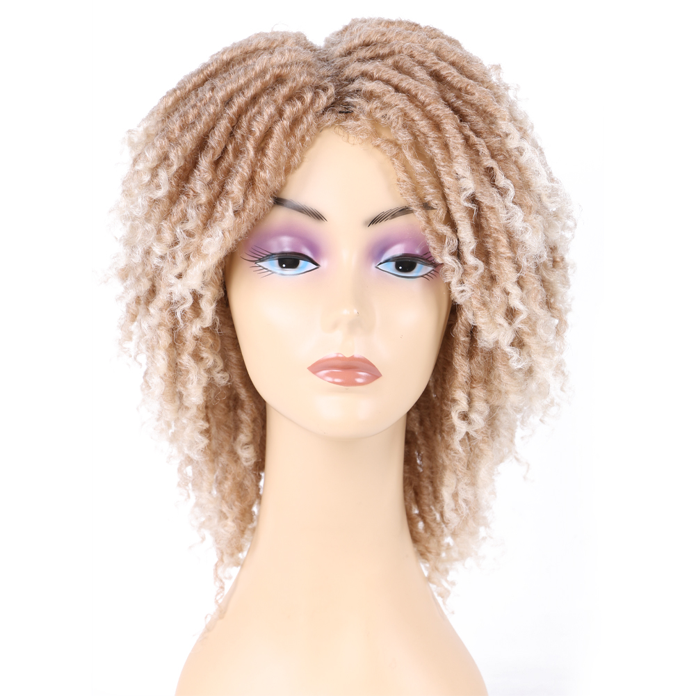 Peluca corta de rastas para mujeres negras, pelucas Afro rizadas, sintéticas, resistentes al calor, transpirables, trenzas de pelo sintético