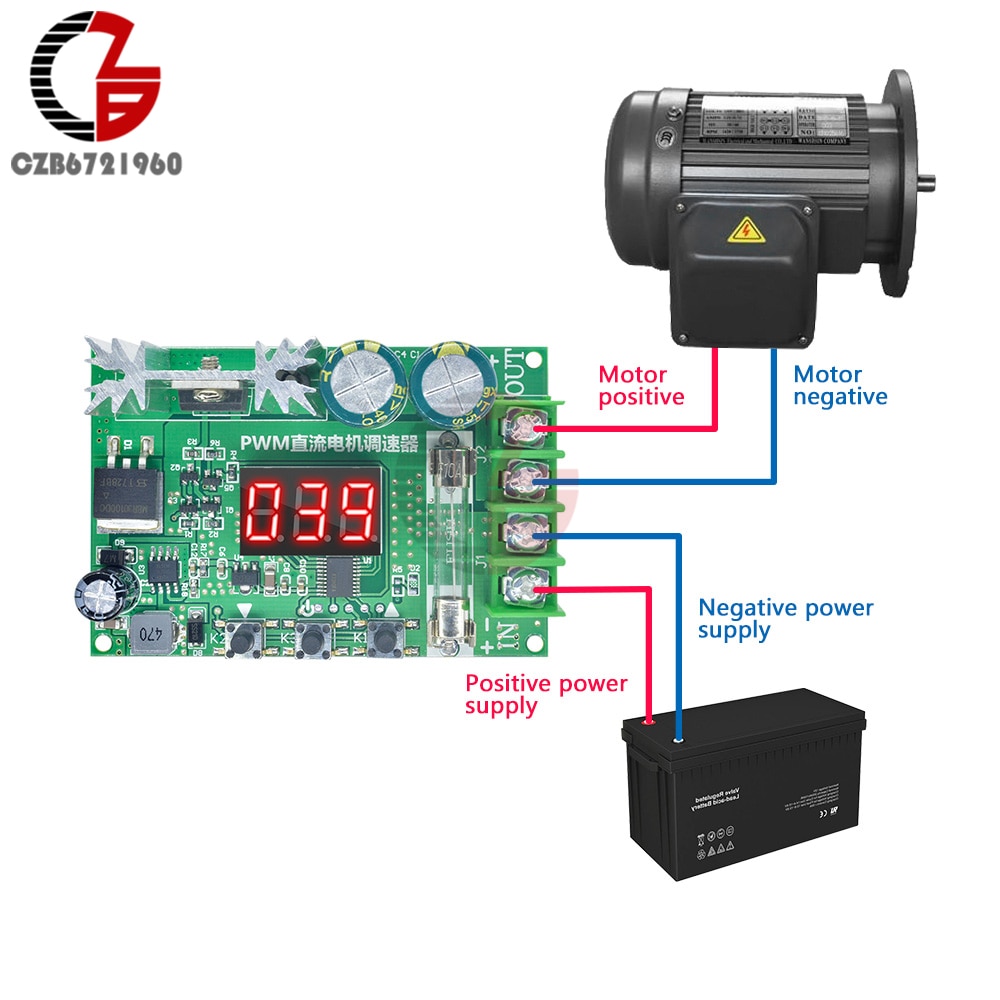 600W DC 12-60V 10A Digital PWM DC Motor Speed Controller Red LED Soft Start Brushless Motor Speed Control Power Regulator