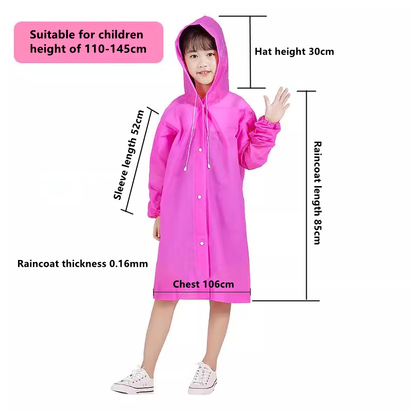 EVA Children Raincoat Thickened Waterproof Rain Coat Kids Clear Transparent Tour Waterproof Rainwear Student travel Rain Poncho