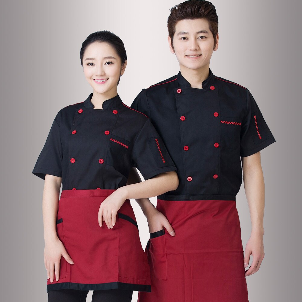 Zomer Korte Mouw Wit Chefs Jas Volwassen Keuken Werk Kleding Vrouwen & Mannen Mode Kok Jas Plus Size Chef jas B-6421