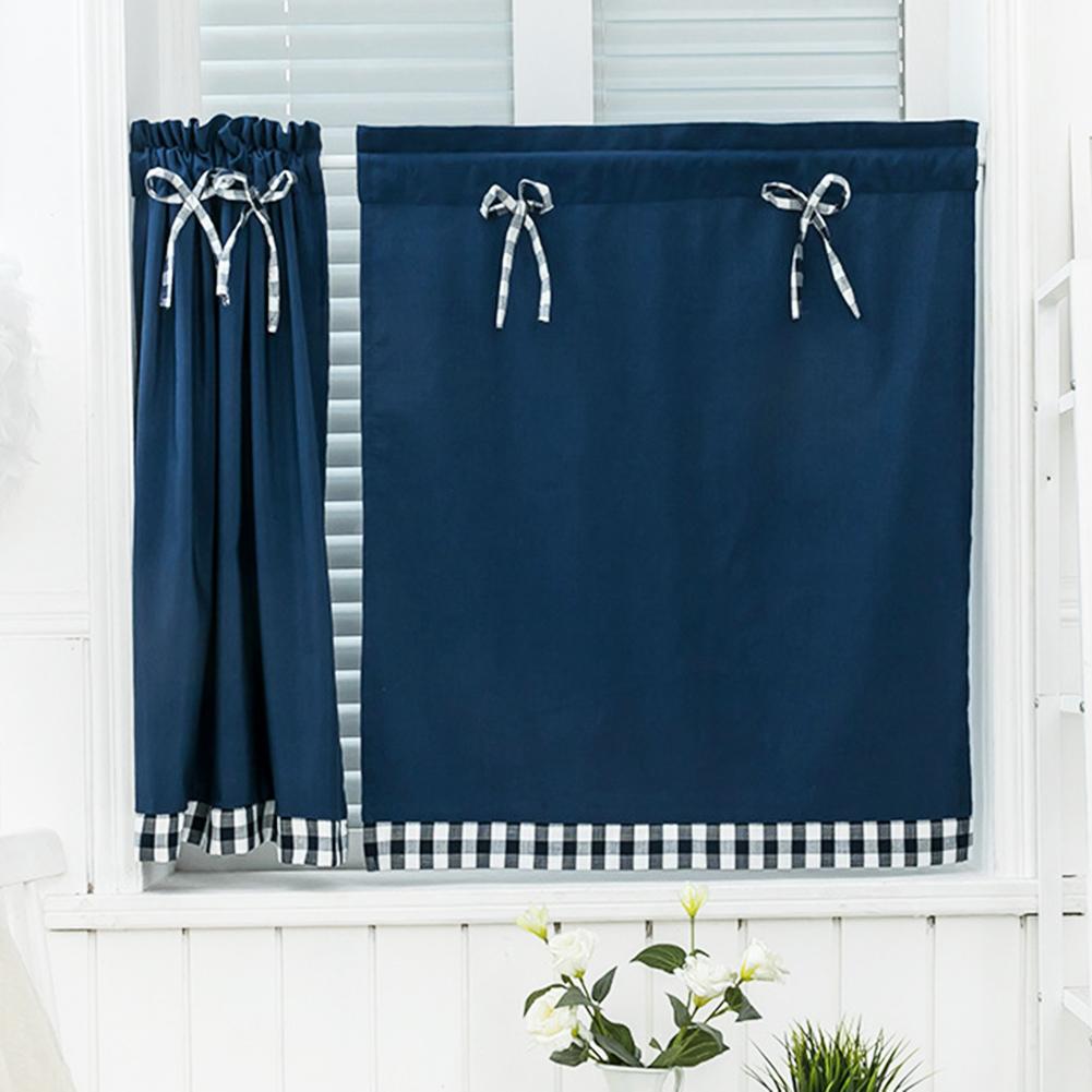 fast farge bowknot kjøkken kort gardin vindu valance drapere student seng gardin hjem balkong vindu dekorasjon