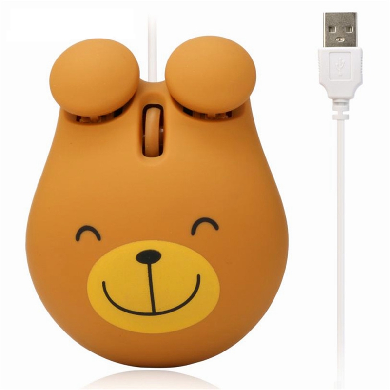 1000 Dpi Wired Optical Gaming Mouse Cute Bear Animal Mouse Usb For Pc Laptop Game Console Brown Plastic: Default Title