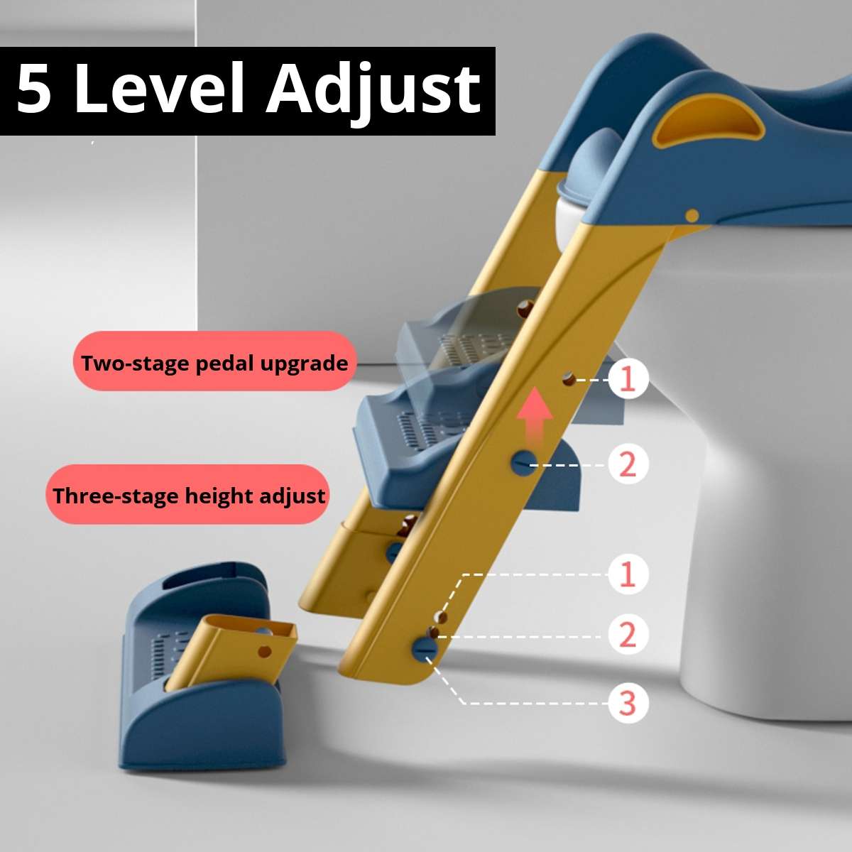 Sammenleggbar barnestol spedbarnspottesete babypotte med trinn og pute krakkestige til smålåve trygt toalettpotter