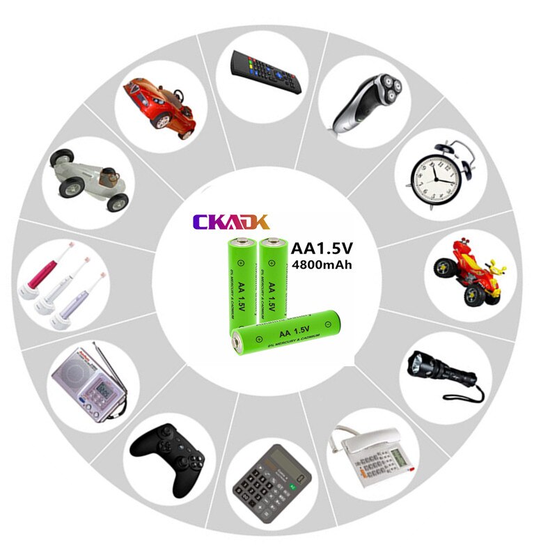 1-20pcs 1.5V AA battery 4800mAh Rechargeable battery NI-MH 1.5 V AA battery for Clocks mice computers toys so on
