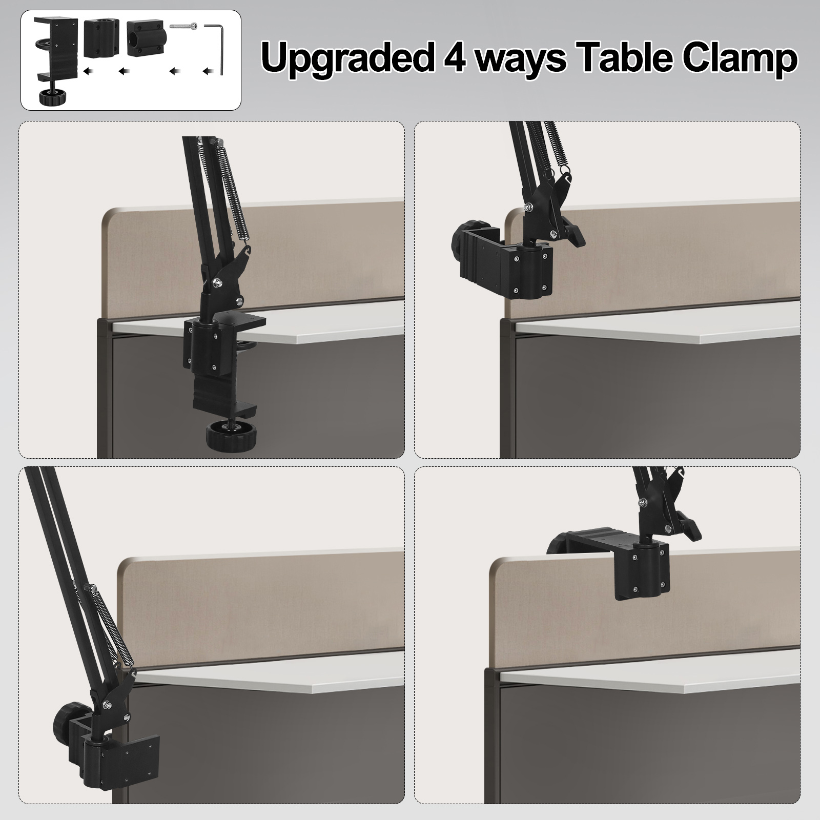 Lámpara de lupa de brazos oscilantes largos 5X/10X con luces LED de ajuste de 5 colores lámpara de mesa de lectura para reparación de soldadura trabajo cercano
