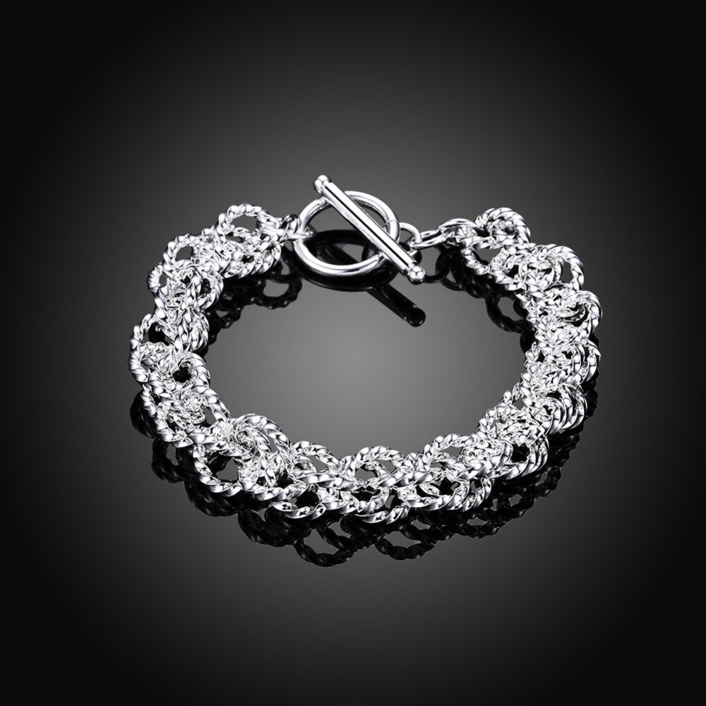 Price 925 Silver Jewelry Surround Circle Bracelets Bangles for Women Men Charm Jewelry