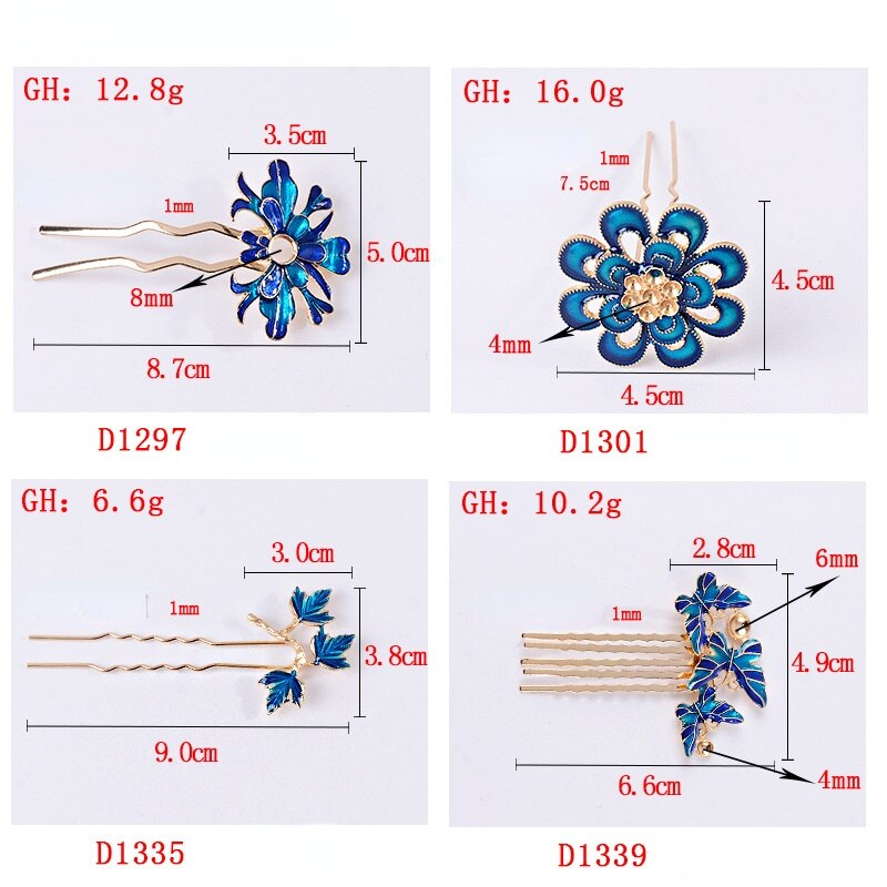 Antiikin orkidea kukka hiuspuikko cloisonne emali luksuskoru sininen hiusneula kiinalainen vintage käsintehdyt hiusneulat