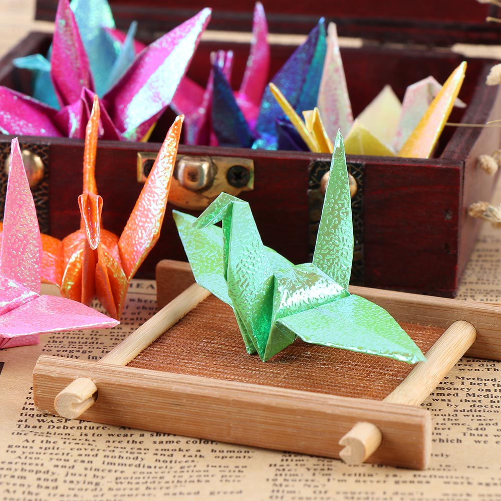 50pc 10cm Origami Shining Paper Glitter Craft DIY Material Bird Animal Star Boat Folding Origami Paper Sparkling Glitter Paper