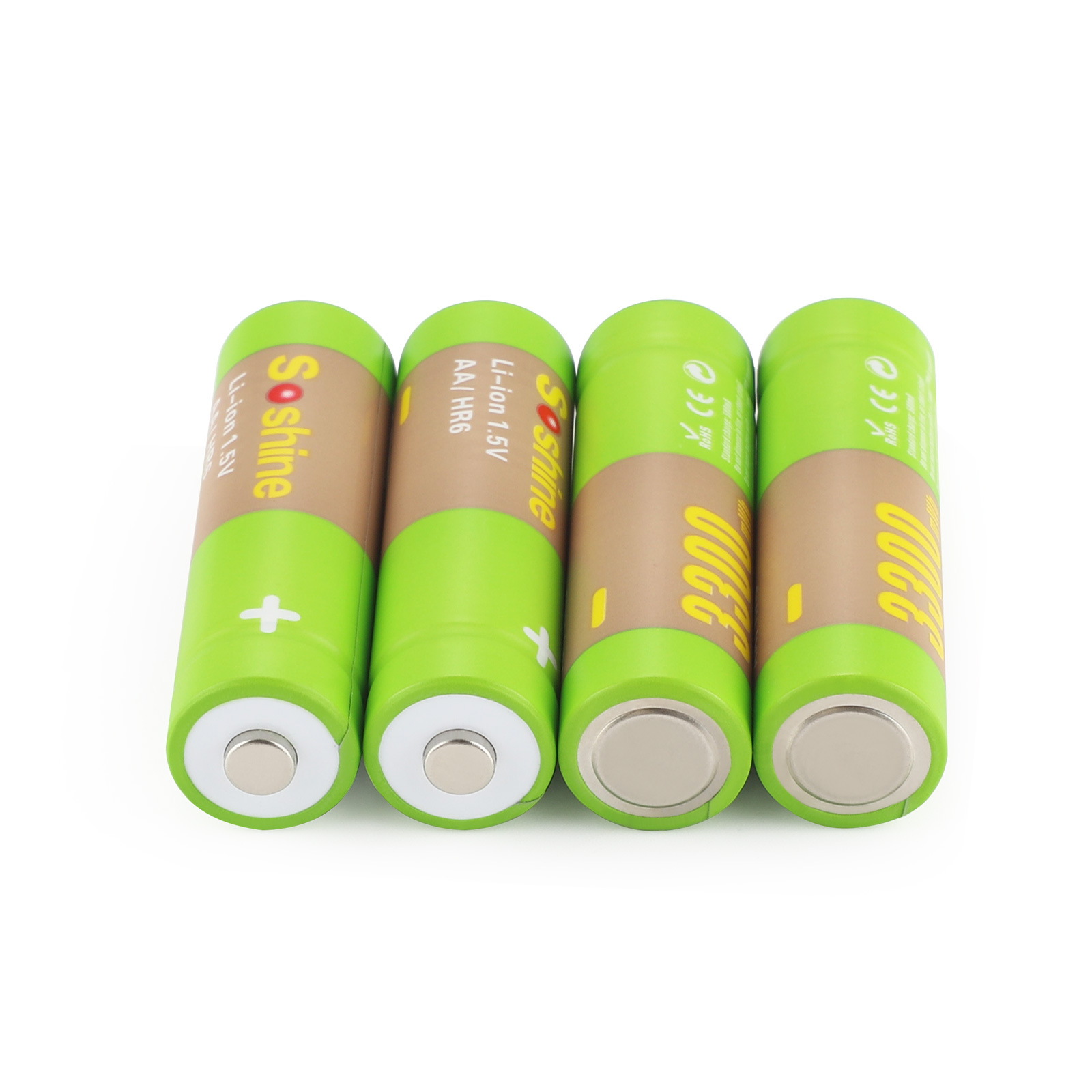 Piles AA rechargeables au lithium pour lampe de poche, jouets et montre, remplacement du lecteur MP3, 24.com, 1.5V, 3300mWh Pipeline, Green AA