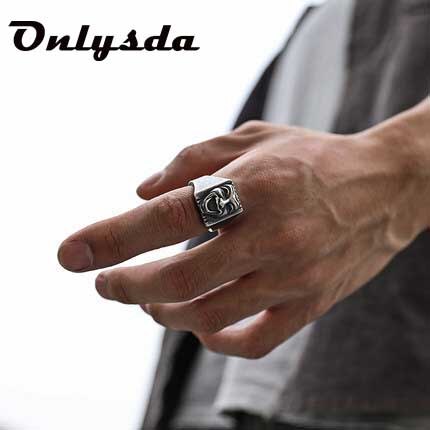 316L Stainless steel Men&#39;s Retro Gothic Biker Punk Vintage Ring Smile Face Mask Helmet Nordic Pagan Viking Jewelry OSR263