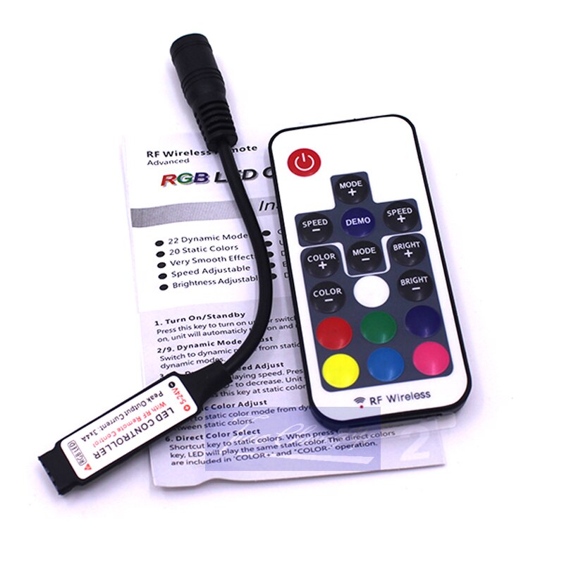 17key DC5-24V 3x4A Mini RF Wireless Remote RGB led Controller 5050 2835 RGB LED strip