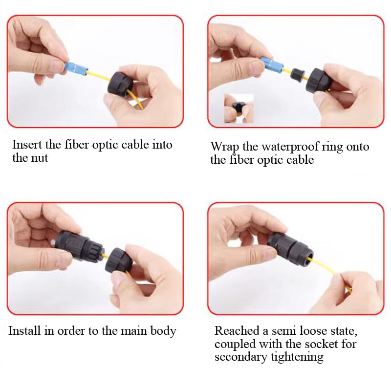 Wasserdichte LC/SC-Glasfaser-Steckdose für Höhle Außenbereich, IP67, FDDI, Einzelmodus, Einzelkern, Dual-Ader-Stecker, SC-Glasfaserkabel