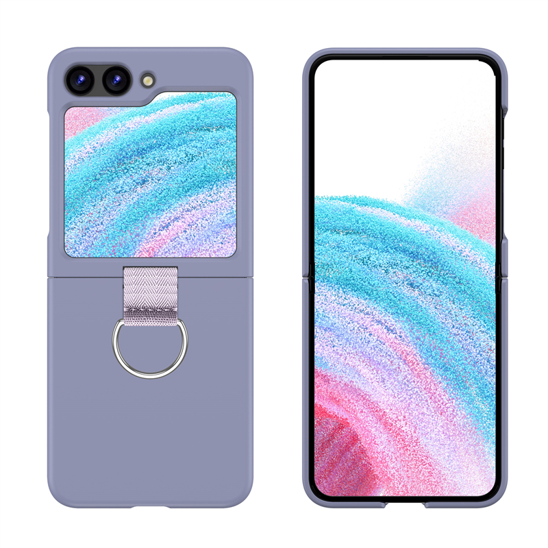 Funda de teléfono sencilla y plegable con hebilla y anillo para Samsung Galaxy Z Flip 3 4 5 5G, funda trasera de silicona suave a prueba de golpes