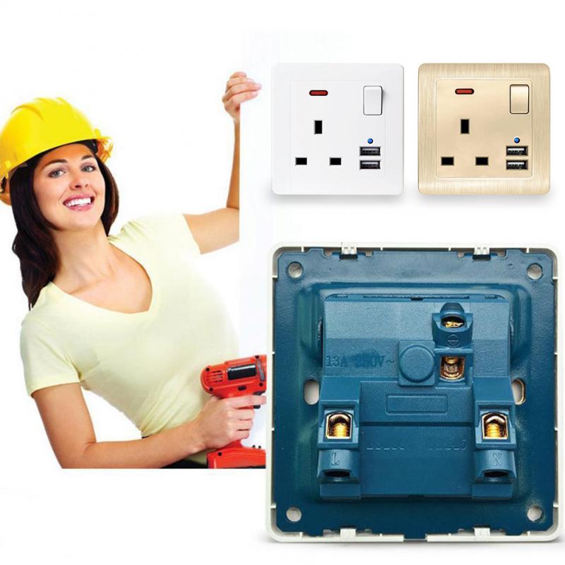 Wall Socket with USB 3.1A 2 Gang 13A and Long Lasting Electrical Sockets UK Socket Switching Power