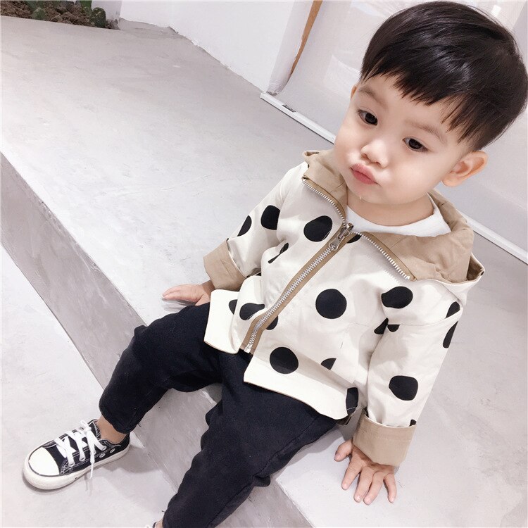 Spring Fall Baby Boys Girls Clothes Baby Kids Dot Jacket Toddler Wear On Both Side Windbreak Children Trench Coat Outerwear