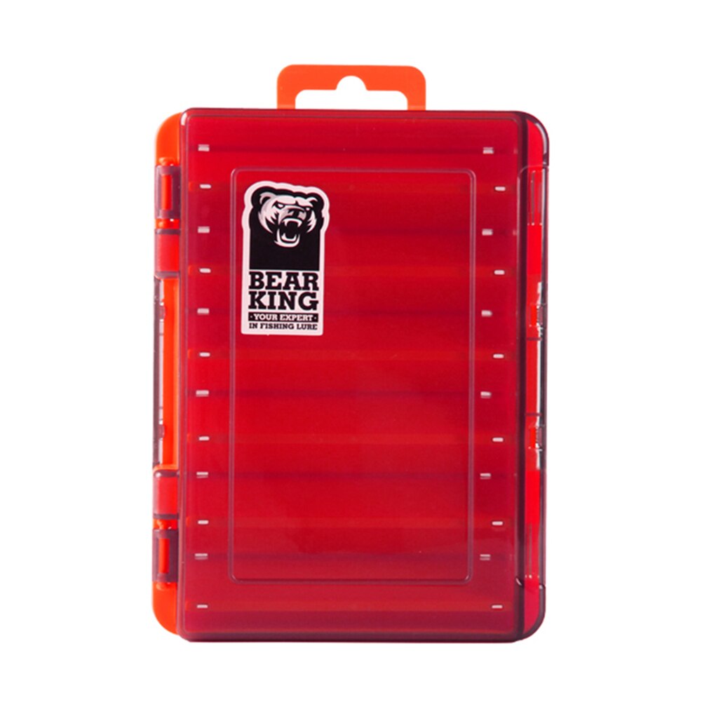 BEARKING Double-Sided Fishing Tackle Box 12 Compartments Lures Transparent Fishing Tackle Fishing Accessories Hook Storage Case: Red