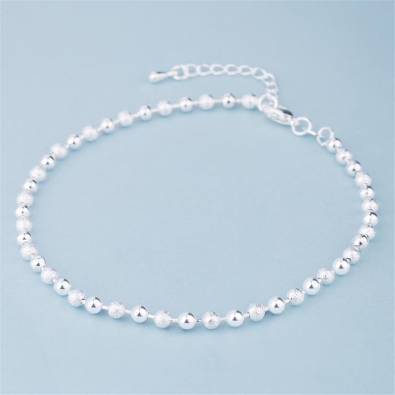 KOFSAC-tobilleras de Plata de Ley 925 para mujer, pulsera con cuentas para en la playa, cadena para el tobillo, joyería para el pie, los mejores