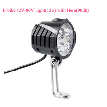 Ebike E-Bike Electric Scooter Light 12V-72V Electric Bicycle Light with Horn Waterproof Headlight Horn Set for m365