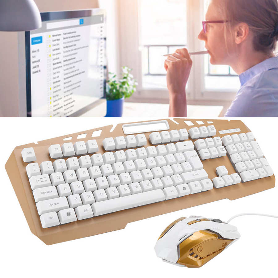 USB Wired Keyboard Mouse Combos with Backlight Gaming Keyboard Mouse Computer Office Keyboard Mouse Set for Desktop Laptop