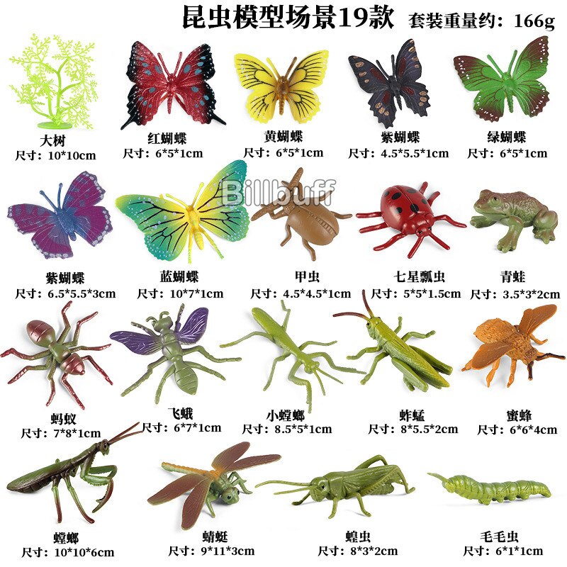 Mini Simulatie Dieren Insect Abs Lieveheersbeestje Bee Spider Sets Model Action Figures Collection Miniatuur Cognitie Speelgoed Voor Kinderen: Insect Figures D