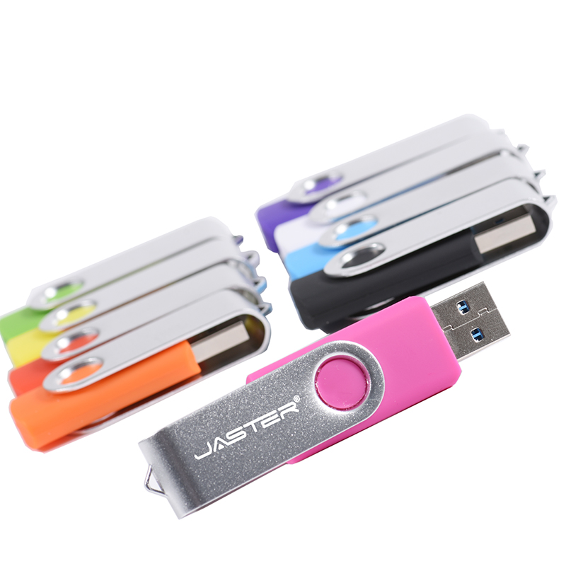 JASTER Rotatable Colorful USB 2.0 Flash Drive 128GB Memory Stick 64GB Silver Clip Pen Drive 32GB U Disk 16GB 8GB