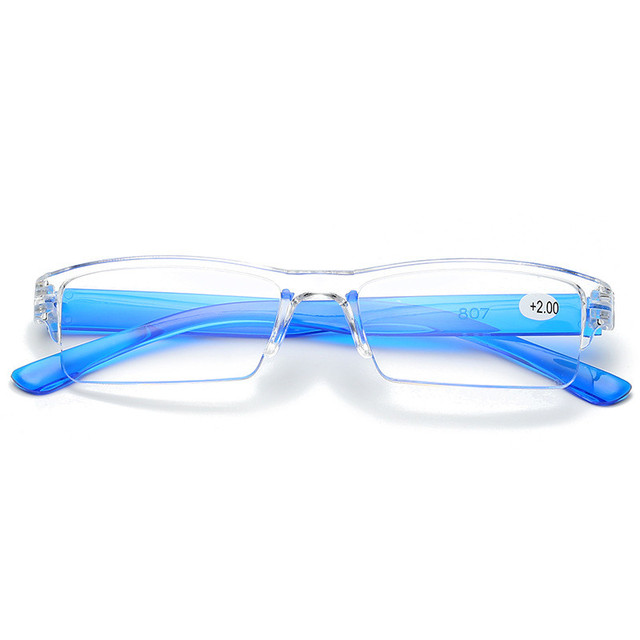 Transparante Leesbril Voor Vrouwen Mannen Rechthoek Kleine Frame Verziend Brillen Business Recept Bril + 1.0 Tot + 4.0: Blauw / +350