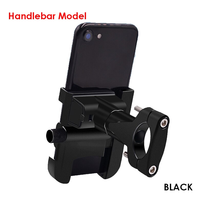 Vmonv Rorating Motorrad Lenker Handy Halter USB Schnell Ladegerät 3,0 Fahrrad Rück Stehen für 4-6,5 inch Handy montieren: Handlebar Black