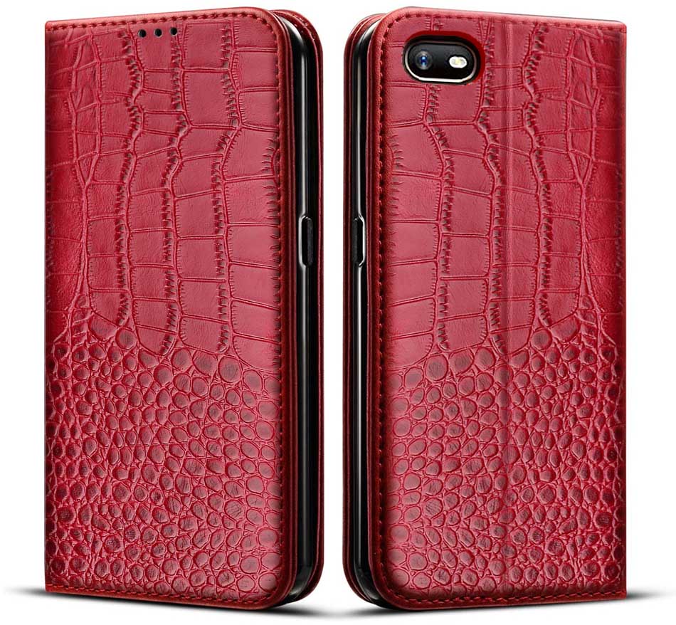 OPPO A1K Case Wallet Book style Flip leather Phone Case For OPPO A1K CPH1923 CPH 1923 A 1K OPPOA1K Case Soft 6.1 inch: Red