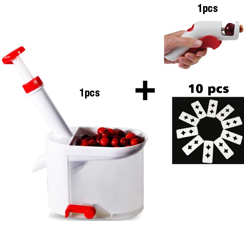 Nyhed super kirsebær pitter sten corer remover maskine kirsebær corer med container køkken gadgets værktøj: 1 m 1s 10 pude