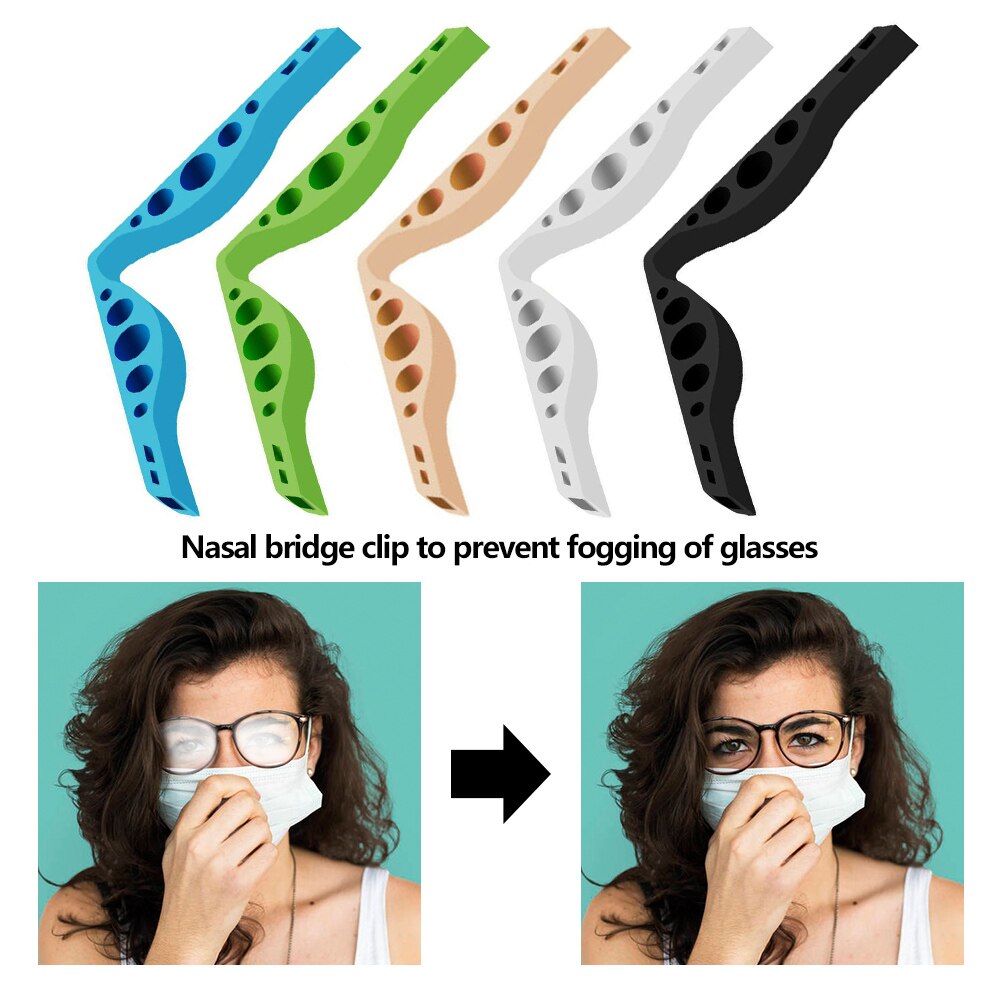 Fleksible slidstærke anti-fogging briller blød silikone næse bro klip ekstensil maske klemme briller holder tilbehør