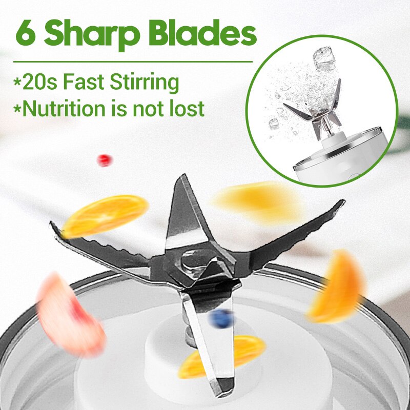 500Ml przenośna sokowirówka, elektryczna sokowirówka szklane urządzenie robić Smoothie USB akumulator blendery mikser robić podróży w domu