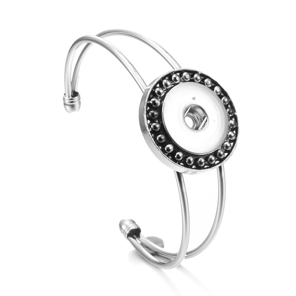 Snap Button Bracelet Cuff Bangle 20mm 18mm Metal Silver plated Snap Bracelet Fit Snaps Buttons Interchangeable Jewelry: 8